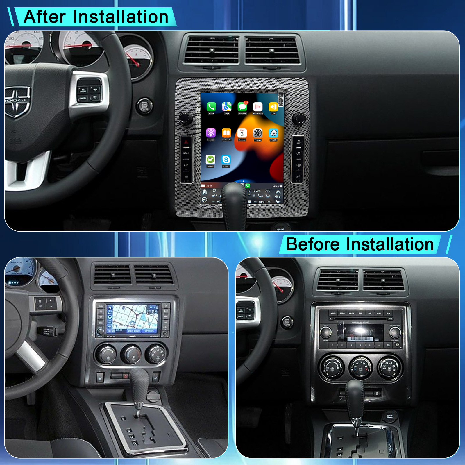 Cross-Border 10.4inch Dodge Challenger 208-2014 Car Central Control Screen Android 13.0 System Factory Direct Supply