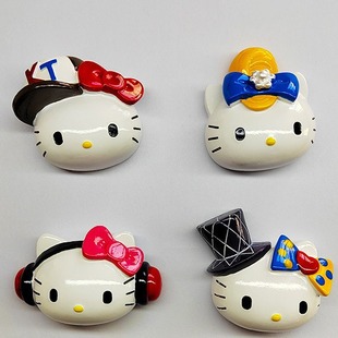 Foreign trade export cute Harrow KT kitten cat creative three-dimensional resin refrigerator magnet magnet DIY jewelry