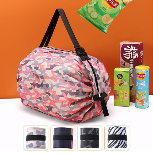 Foldable shopping bag canvas storage bag portable large-capacity portable one-shoulder cross-body grocery shopping supermarket storage bag