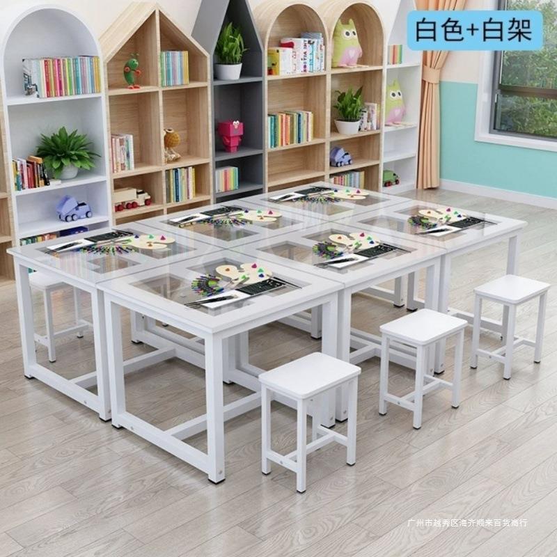 Studio Table Painting Table Children's Art Table Kindergarten Training Children's Art Table Calligraphy Tempered Glass