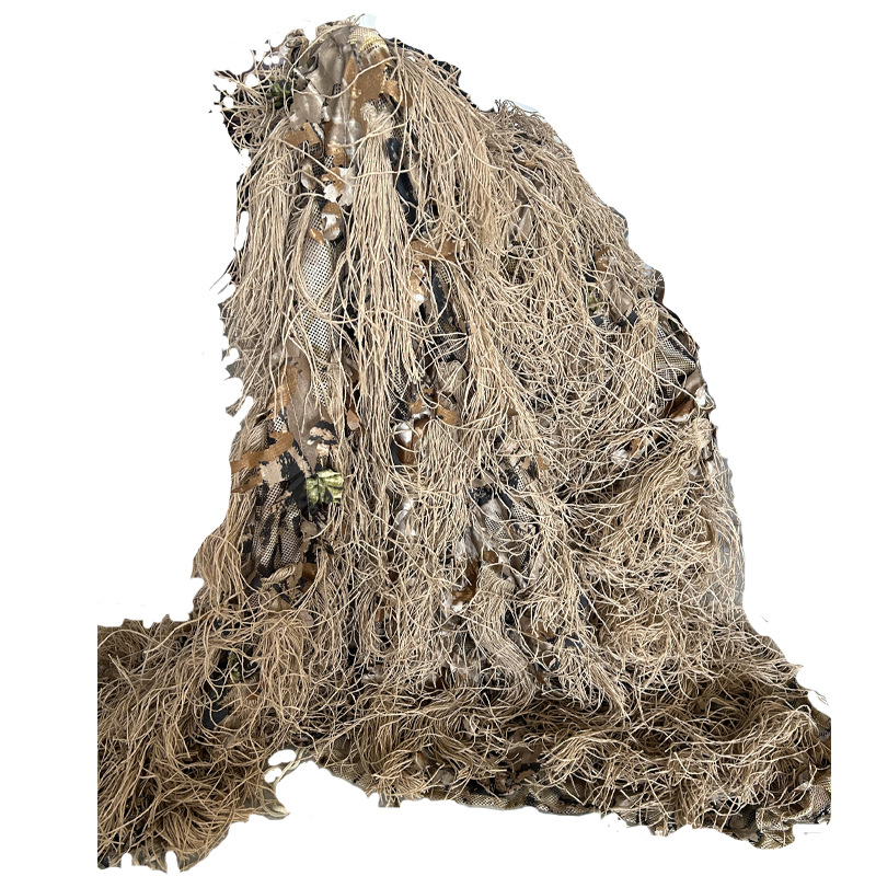 Desert Camouflage Netting for Vehicle Concealment, Anti-Aerial Photography Camouflage, Sun Protection Net Fabric, and Silk-Like Cover