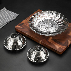 Stainless steel foldable steamer rack with thick triangle steaming stand, household small dumpling and egg steamer, water separator multifunctional steaming plate and steamer