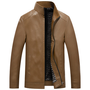 Autumn and Winter New Men's Leather Jackets, Fashionable Oversized Stand-Up Collar Lining, Velvet Leather Jackets, Men's Jackets, Men's Leather Jackets