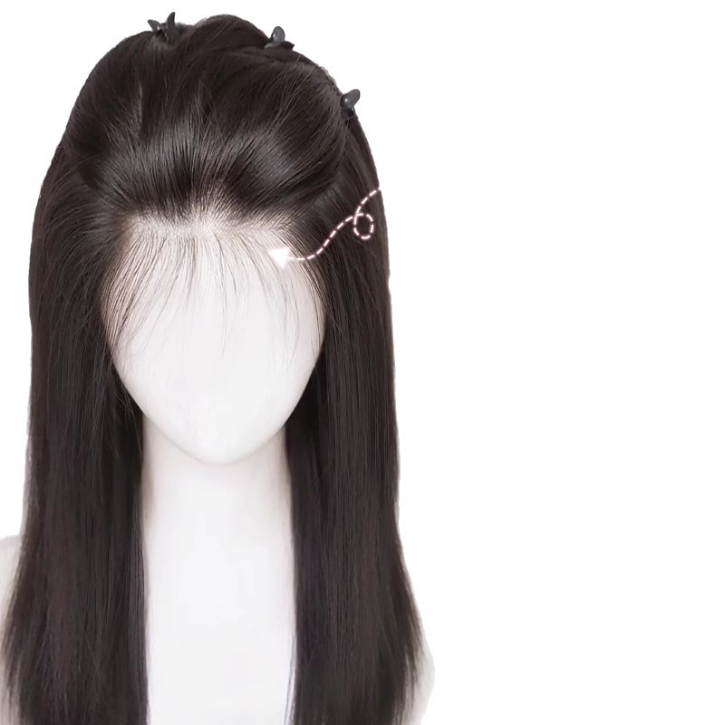 Pelucas de cabello para mujeres en la parte superior de la frente invisible sin marcas de malla de encaje para cubrir el cabello blanco y flácido, aumento del cabello completo de cabello humano real.