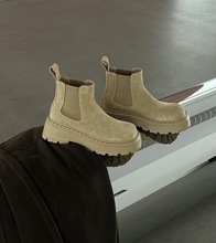 SGIRL TWTW复古磨砂皮马丁靴ins新款气质套筒弹力靴圆头厚底短靴