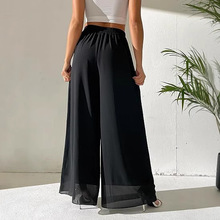 2025跨境独立站Temu欧美速卖通 亚马逊 休闲雪纺阔腿裤宽松长裤