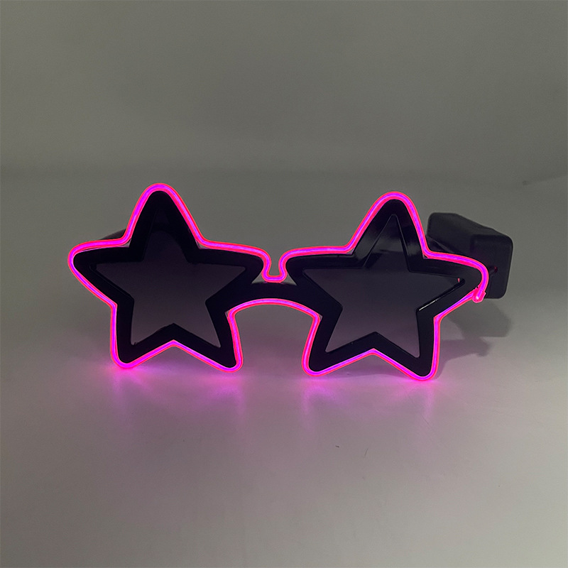 Nuevas gafas luminosas LED, barra de fiesta, festival de música de Bengdi, gafas luminosas de estrella de cinco puntas, accesorios brillantes
