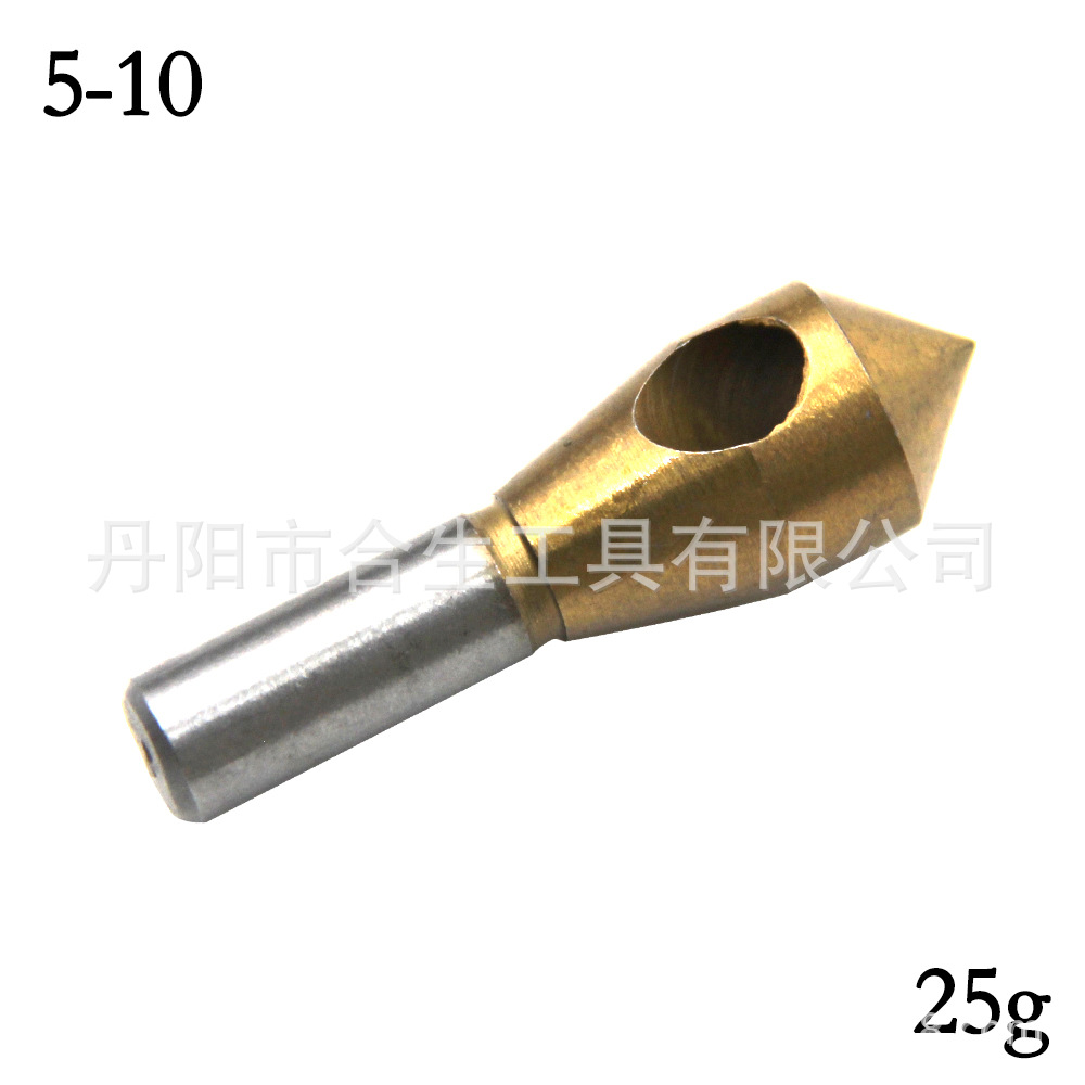 Fábrica al por mayor de 4 piezas de acero de alta velocidad Chapado en titanio agujero oblicuo Dispositivo de biselado eliminación interna de virutas biselado desbarbado traje de perforación