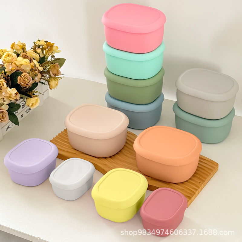 Food Grade Silicone Lunch Box Thickeneded Microwave Heated Lunch Box Baby Food Bowl Crisper