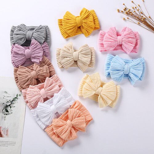 Cross-border simple children's headband, baby nylon elastic, embroidered headband for babies, baby butterfly knot, hemp pattern sweet hair accessory