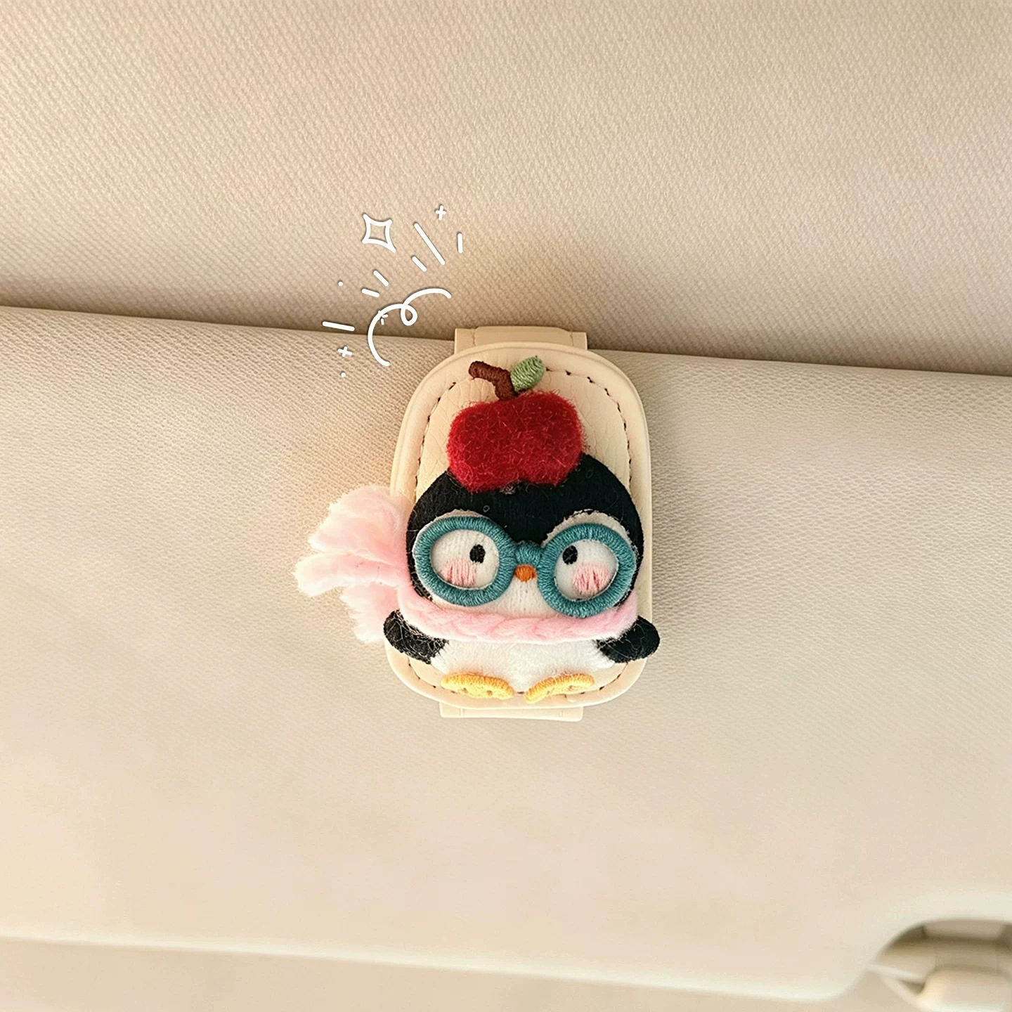 차량용 선바이저 펭귄 안경걸이 선글라스 영수증 보관 클립