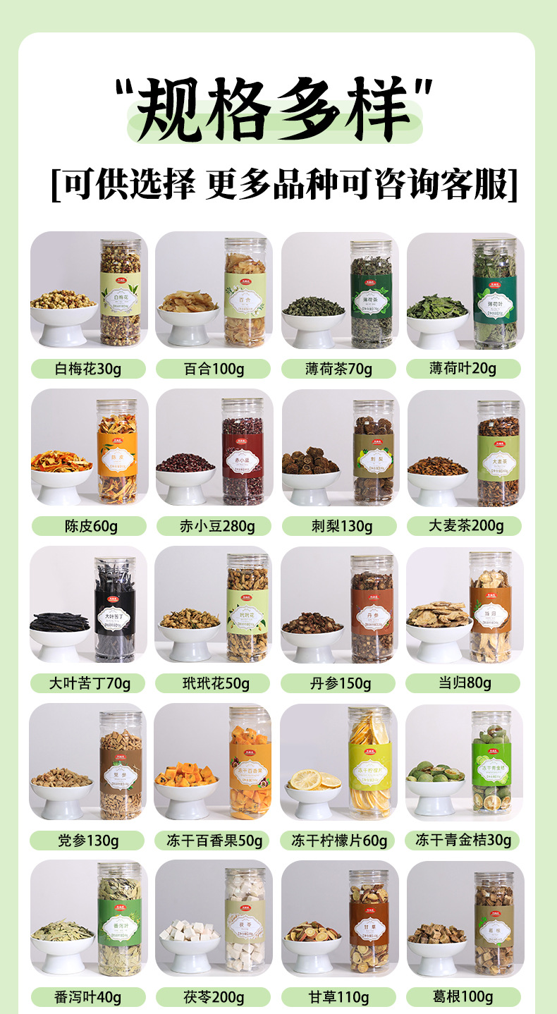Canned Herbal Flower Tea Blend He Ye Ning Meng Mei Gui Jin Yin Hua Tai Ju Gou Qi 180g Cold Brew Wellness Tea quality and texture