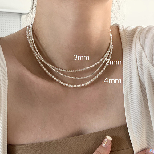 2mm Pearl Necklace for Women - High-end, Niche, Retro, Personality, Simple, Versatile, Elegant, Fashionable, Choker, Clavicle Chain