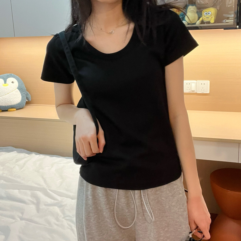 棉质圆领纯色打底衫女春秋冬新款叠穿内搭修身长袖t恤上衣女 |undefined