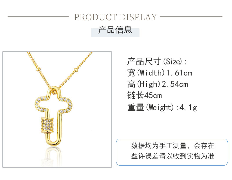 Ins European And American Foreign Trade New Cross Zircon Necklace Female  Cross-border Spot Simple Copper-plated Gold Pendant display picture 1