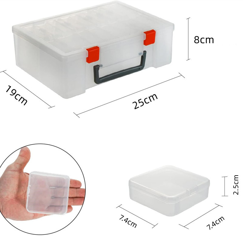 Caja de almacenamiento de cuentas pequeñas de plástico mini transparente con tapa de bisagra y caja de joyería cuadrada de uñas transparente rectangular