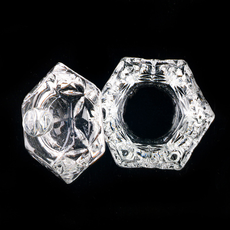 Nueva copa de cristal de manicura con tapa de forma especial taza de lavado de pluma Cristal líquido manicura taza octogonal