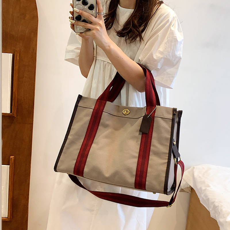 Bolsos para mujer, bolsos cruzados de moda, nuevos bolsos de lona retro simples, bolsos de mano de colores contrastantes de tendencia nicho
