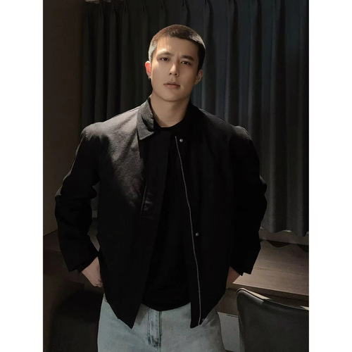 2025 American-style crew neck jacket, hardworking workwear jacket, fashionable versatile loose minimalist jacket