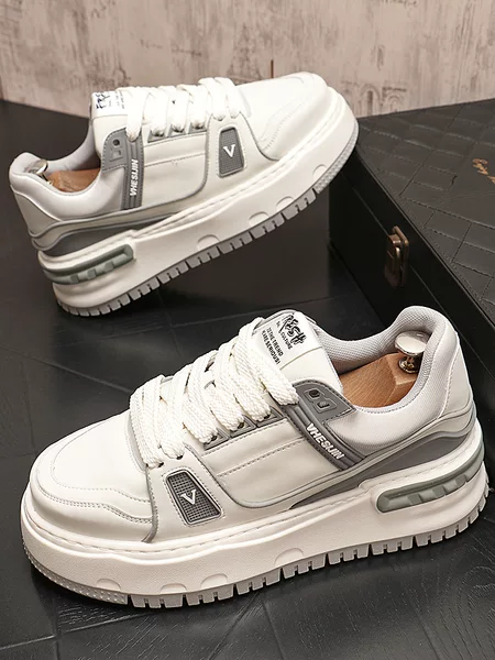 White Shoes Men's Shoes 2025 New Low-Top Shoes Thick-Soled Height-Increasing Men's Sneakers Korean Style Trendy Sports and Casual Shoes
