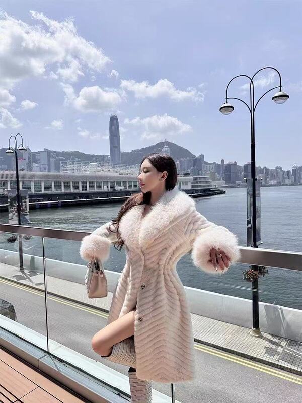 2025新款冬保暖时尚中老年女装仿皮草水貂毛中长款外套气质皮草|undefined