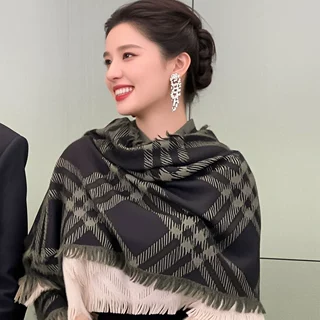 秋冬季新款围巾披肩女百搭高级感格子装饰羊毛防风保暖围脖