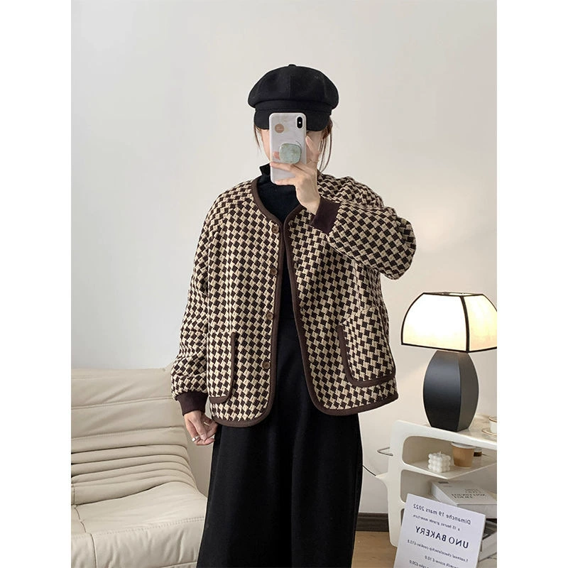 Женская куртка в стиле «гусиная лапка» в стиле Шанель, осень и зима 2023, взрывоопасная модная короткая куртка свободного дизайна Sense в Корейском стиле, Топ