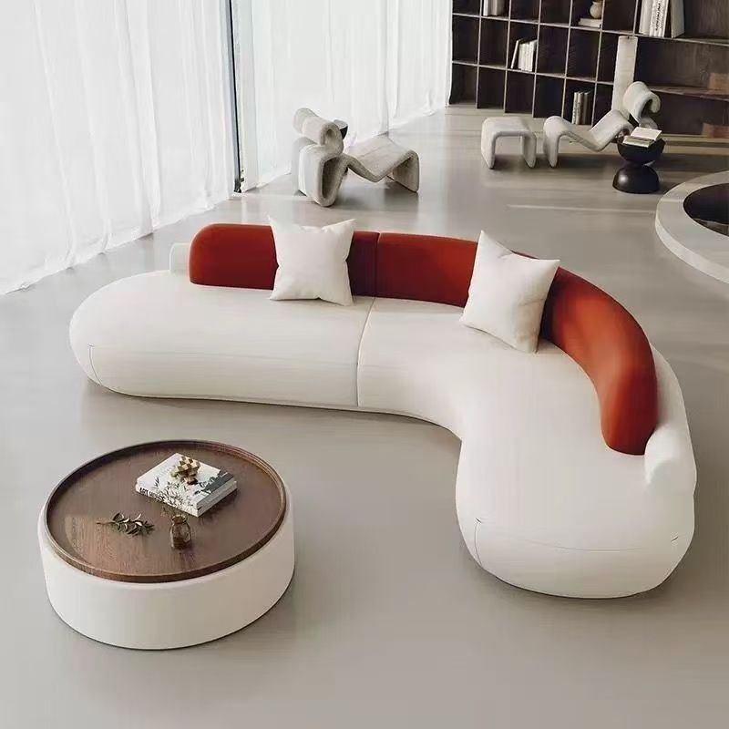 L-Shaped Sofa Curved Asymmetrical Corner Sofa Scandinavian Italian Normcore Sofa Leisure Hair Salon Right Angle Sofa