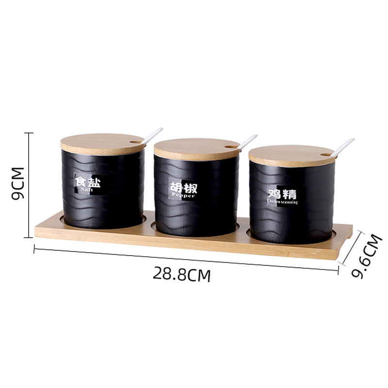 Agua negra tres latas + bandeja de bambú + cuchara + pegatinas