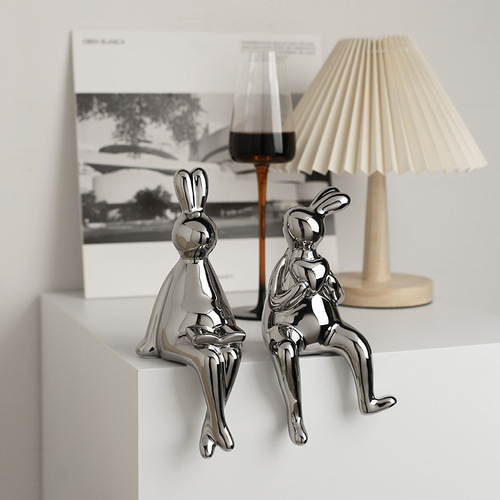 Beihanmei creative electroplated rabbit wine cabinet decoration ornaments high-end entrance hall living room book TV cabinet home furnishings