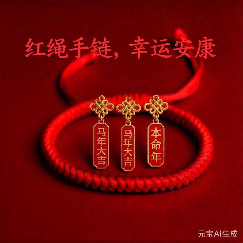 Xiao Zhan Style Red Rope Bracelet, Handmade Braided Bracelet with Vajra Knot, Suitable for Best Friends, Children, Couples, and for Good Luck in One's Zodiac Year, for Both Men and Women