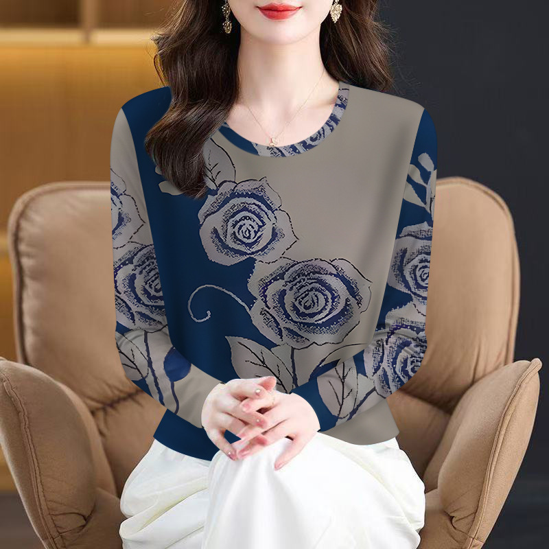 批发2025年新款春秋爆款女士t恤显瘦遮肚圆领时尚长袖一件代发|undefined