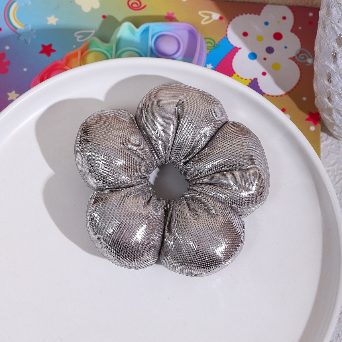 Color curry flores dulces flores del intestino delgado anillo de pelo para niños bolas de cabello cuerda de caballo correa de cabello para niñas
