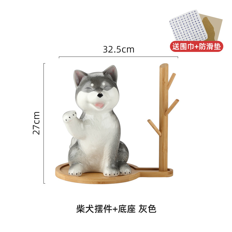 Gris Shiba Inu-medio + percha