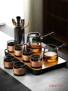 Glass Tea Set Set, Home Tea Tray, Office Living Room, Tea Drinking Reception, Kung Fu Tea Cup, Heat-Resistant Teapot