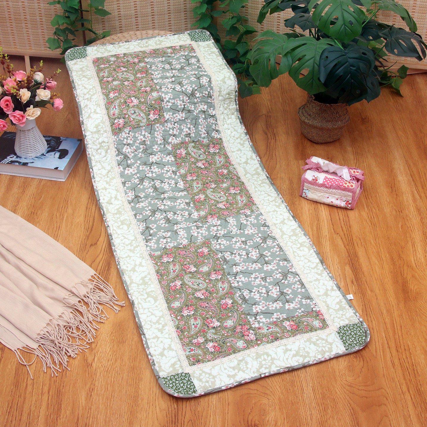 Korean Cotton Bedside Mat, Door Mat, Fabric Quilted Anti-Slip Patchwork Living Room Mat [Small Wholesale]