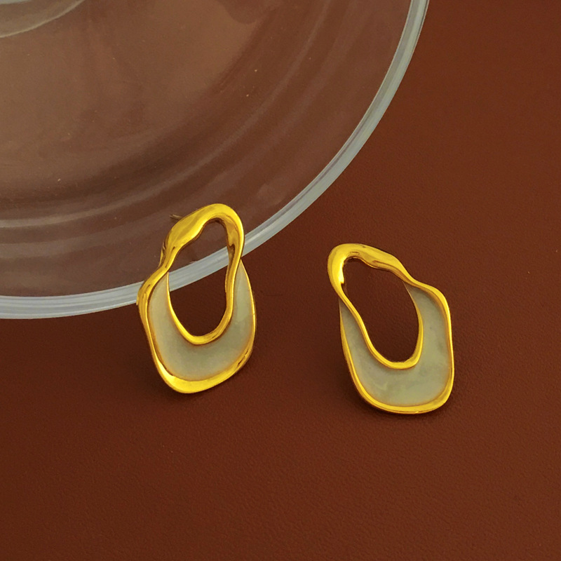 Retro Irregular Geometric Copper Earrings Enamel Plating Copper Earrings
