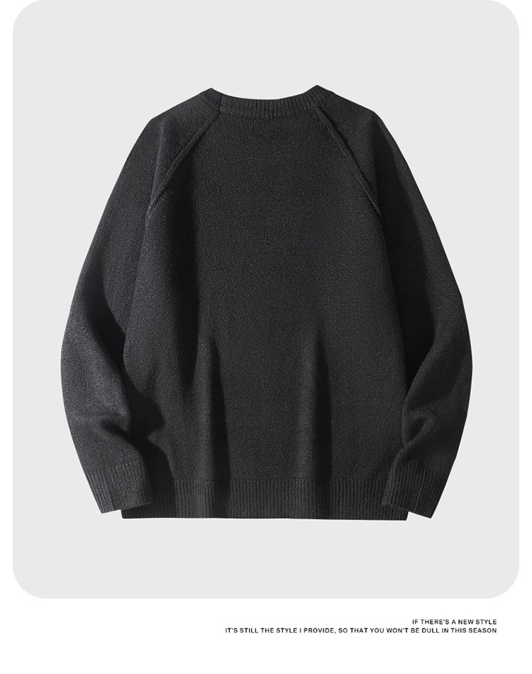 Pull en tricot minimaliste pour homme - Pull ras du cou à manches raglan pour un look décontracté et hivernal. Tendances mode_voghion.com