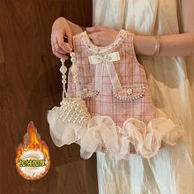 女宝宝连衣裙2025新款加绒小香风秋冬裙背心网纱裙女童秋冬季女孩