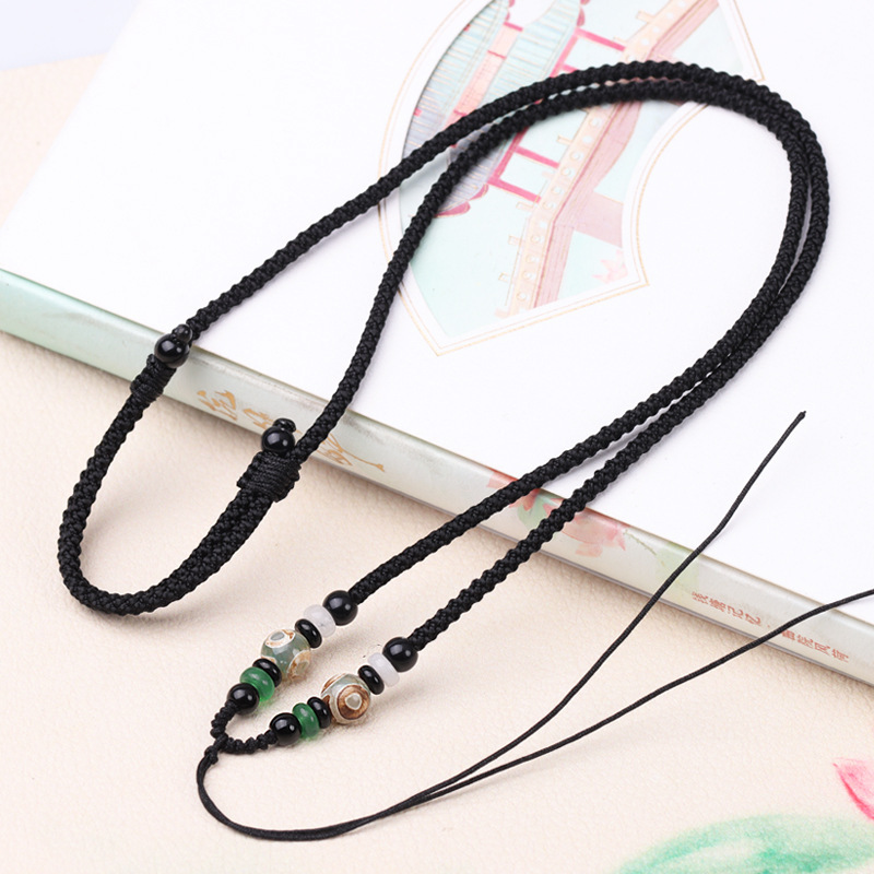 Three-Eye Sky beads lanyard tied Jade Jade Jade agate literary play Xizang lanyard men and women woven pendant pineapple rope wholesale Three-Eye Sky beads lanyard tied Jade Jade Jade agate literary play Xizang lanyard men and women woven pendant pineapple rope wholesale
