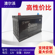 駱駝天鵝6-QW-126min汽車電瓶 95D31汽車蓄電池 12V80AH貨車電瓶