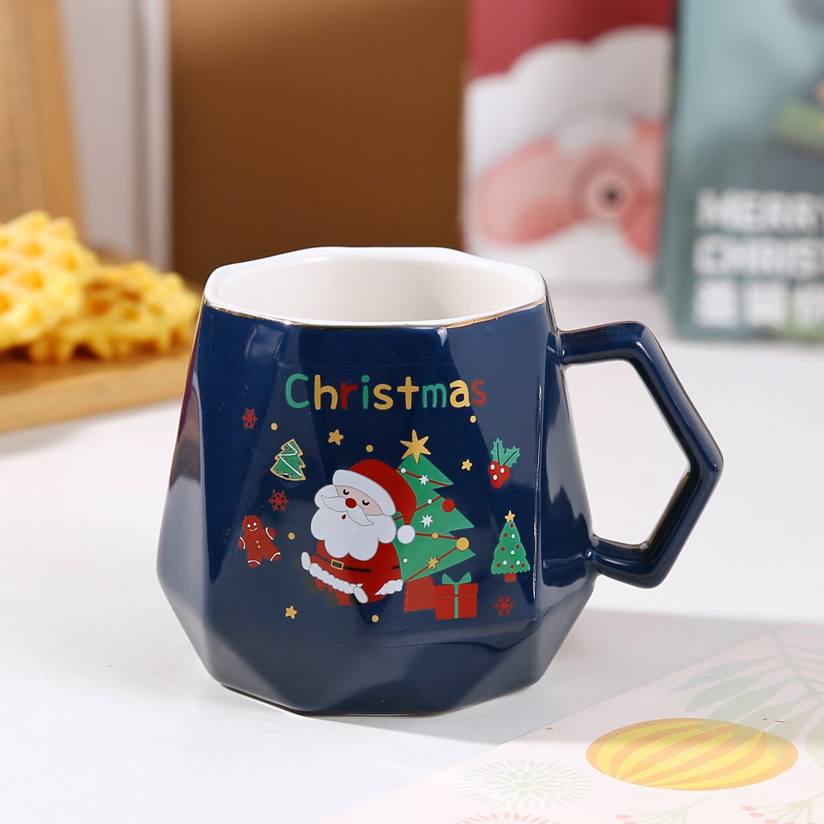 Christmas tree single cup blue