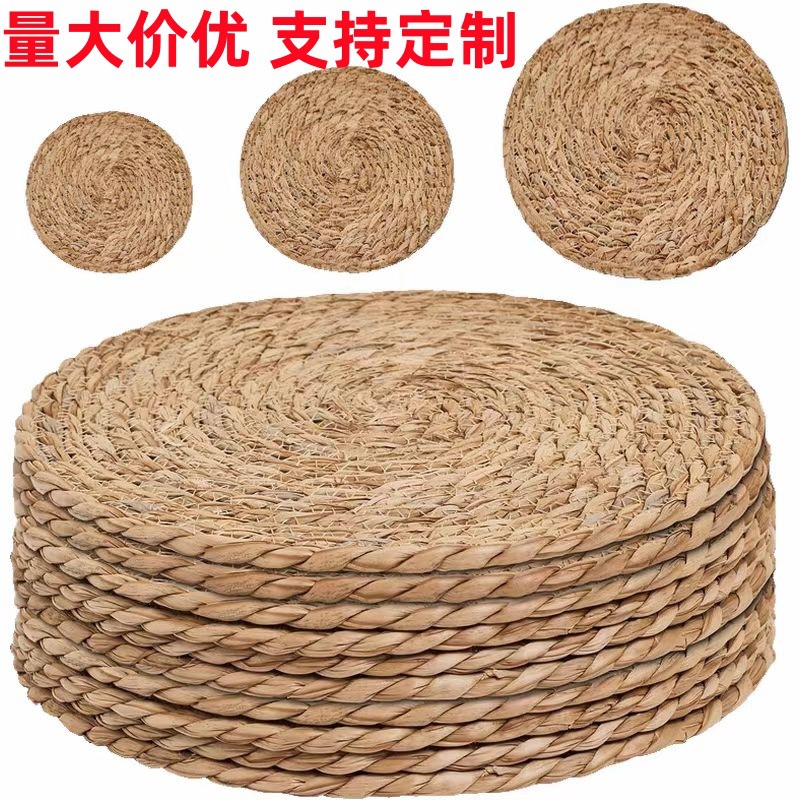 Cojín de tela de palma, almohadilla de aislamiento térmico, almohadilla de taza, almohadilla de platos, almohadilla de decoración de comedor, almohadilla de mesa occidental, almohadilla de mesa japonesa, almohadilla de asiento redonda