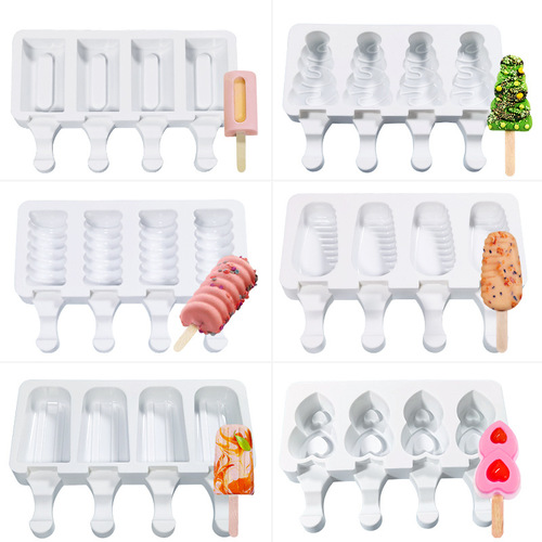 Sanxin 4-piece ice cream mold silicone Christmas tree diamond-shaped water drop love popsicle popsicle ice cream mold