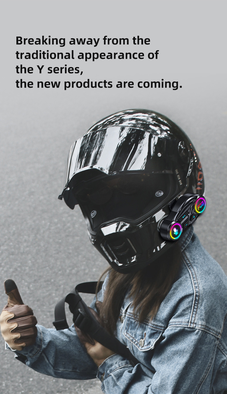 Cross-Border New Model Y13 Helmet Bluetooth Headset Fm Radio Colorful Waterproof Noise Reduction Long Battery Life Multi-Linkage Mobile Phone