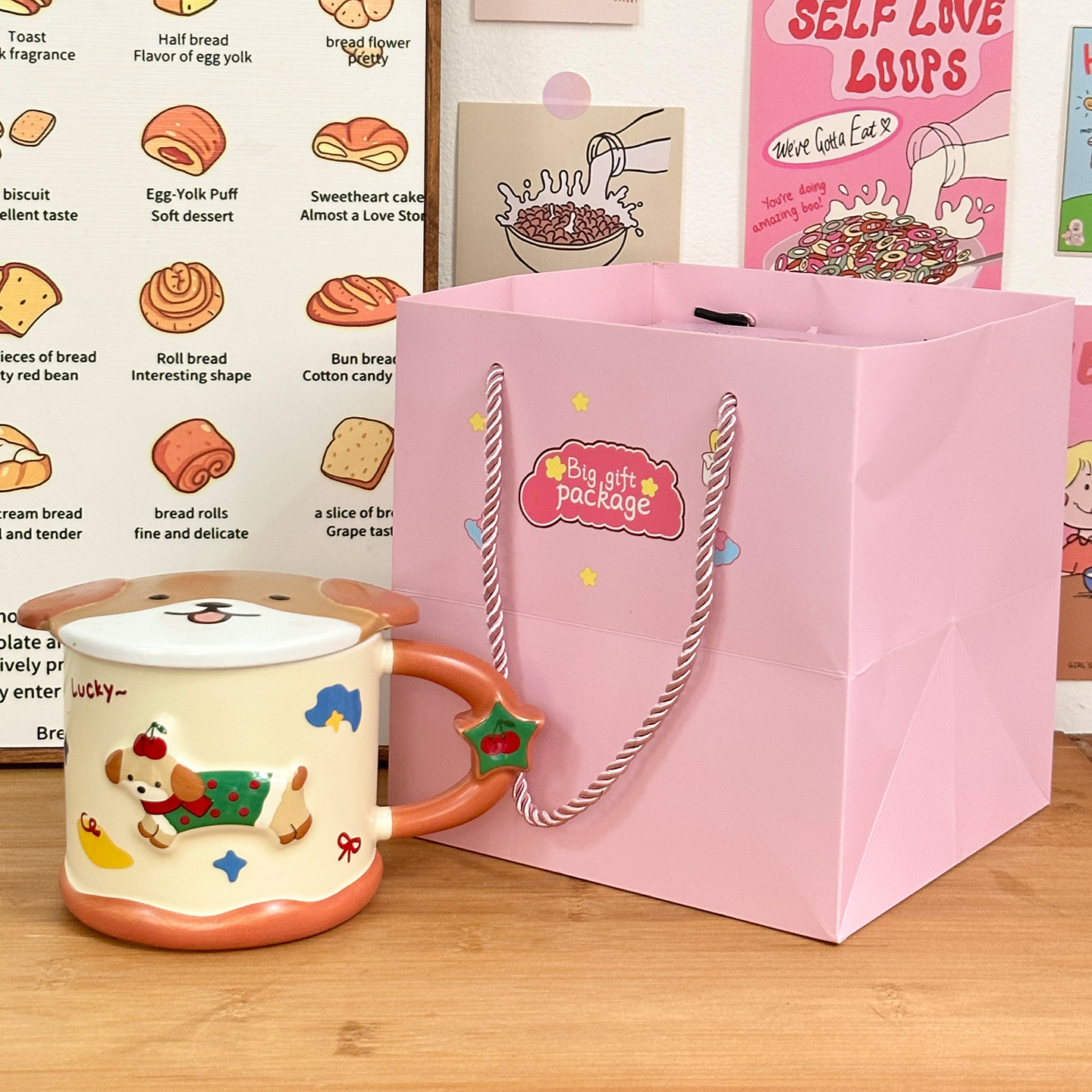 Taza de cerámica inteligente de perro de salchicha taza con tapa de taza de agua de estudiantes para el hogar regalo de cumpleaños taza de pareja