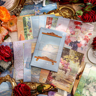 Mr. paper boxed postcard retro Gallery series creative high sense oil painting style commemorative blessing card