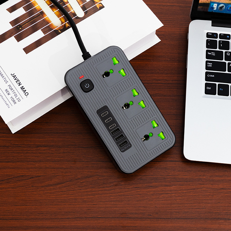 Z72 # paquete de caja de EE.UU. y EE.UU. 3USB + 3Type-C con interruptor de control maestro con luz indicadora