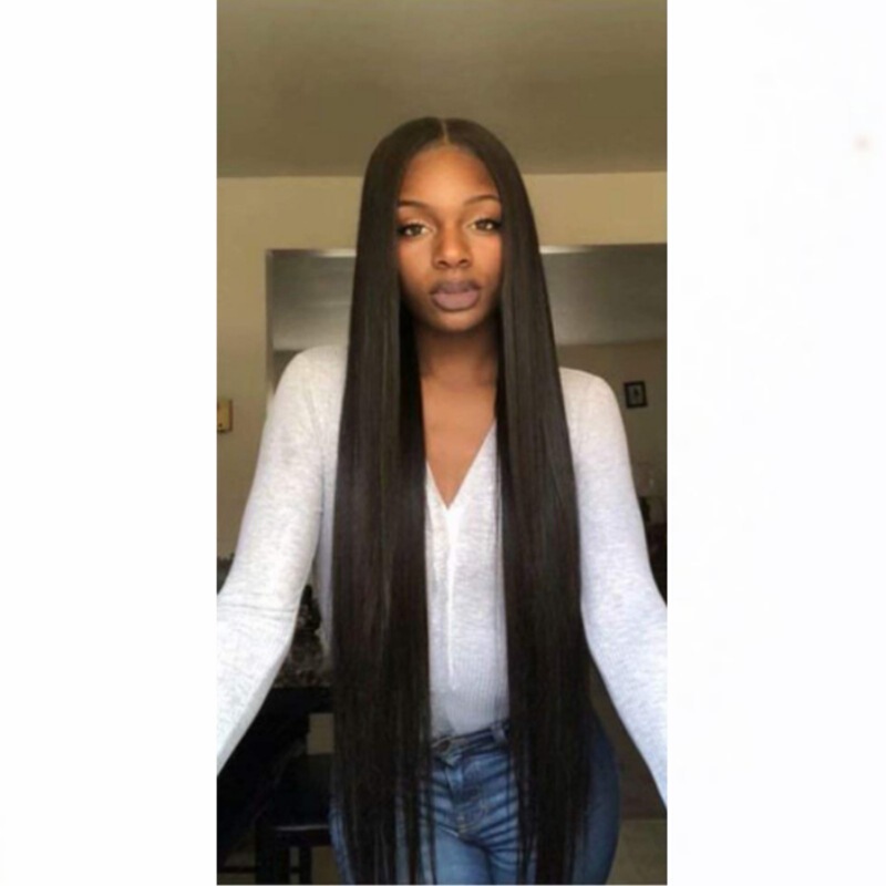 Special offer European and American black wig ladies long straight hair face repair wig chemical fiber high temperature silk prosthetic cover manufacturers