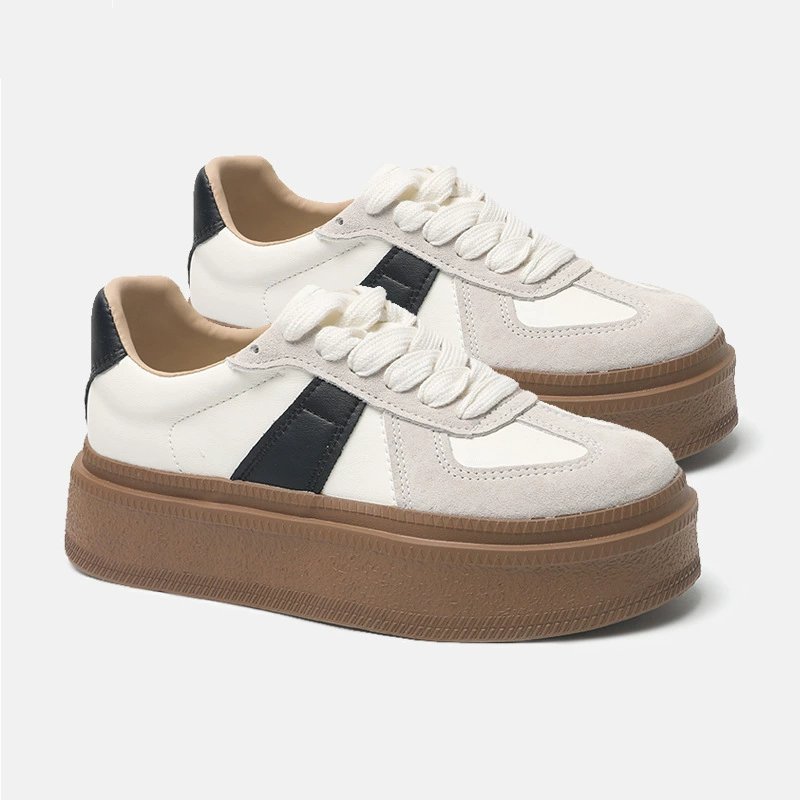 Женские белые кроссовки из натуральной кожи, на толстой подошве, новая весенняя коллекция 2025 года, универсальные повседневные слипоны на мягкой подошве, модель 5137.